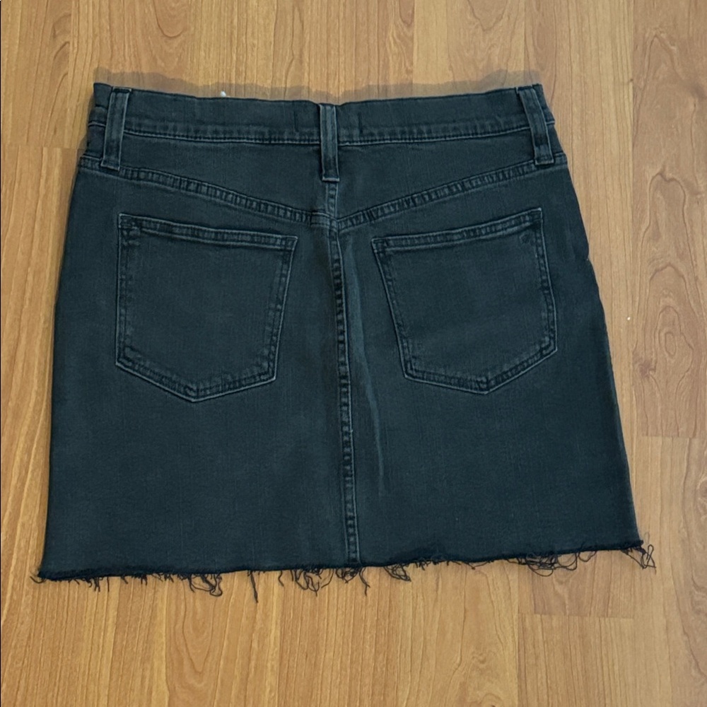 Madewell Black Denim Mini Skirt with Frayed Hem - Picture 2 of 5